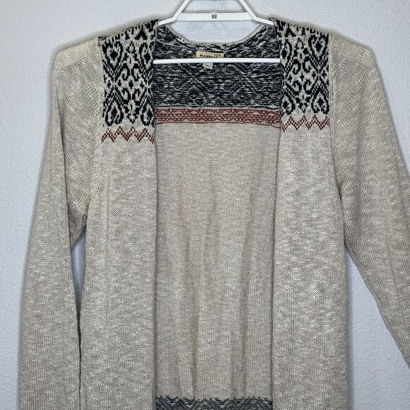 One World Sweater Cardigan Womens XL Multicolor Aztec Tribal Print Open Front - Picture 2 of 8